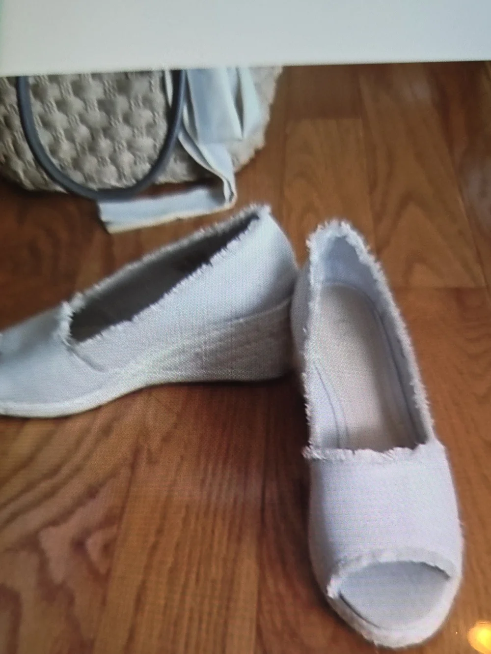 Lauren Ralph Lauren Cream Canvas Peep-Toe Wedge Espadrilles